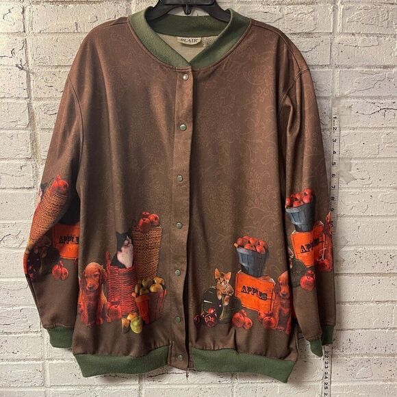 Vintage Sweaters - Blair vintage Cat Dog pumpkin patch fall Halloween cardigan Large